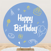 Lofaris Circle Cake Doughnut Lollipop Blue Birthday Backdrop
